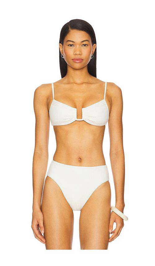 LSPACE Eco Ocean Rib Peyton Bikini Top in Cream. -  XS also in L, M