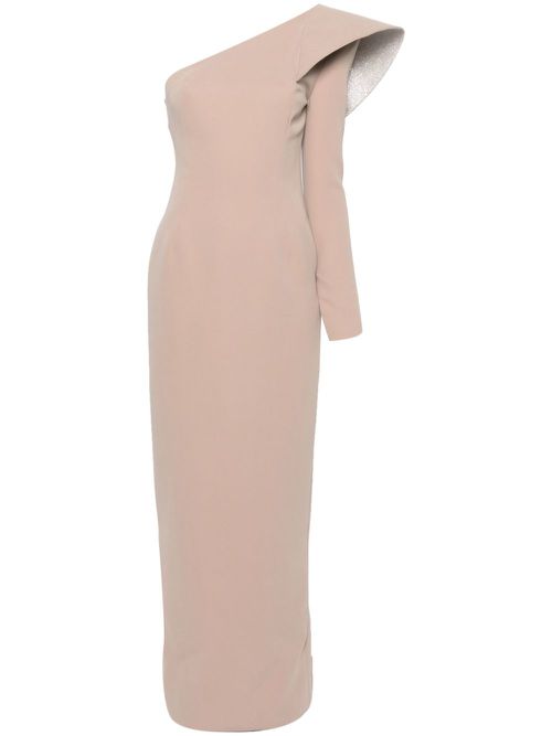 One-sleeve crepe dress - Neutrals