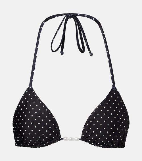 Embellished polka-dot bikini top