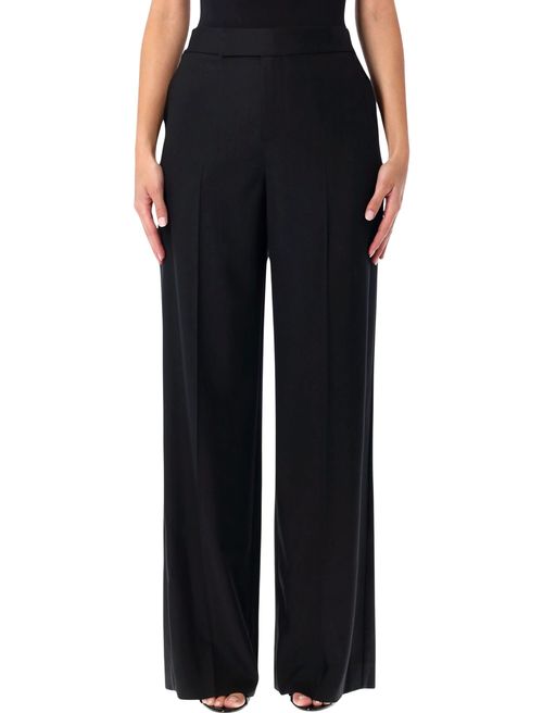 Pleated Wool Wide-Leg Tuxedo Pant