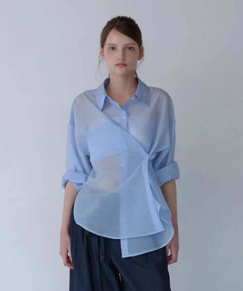 Side Button Sheer Shirt