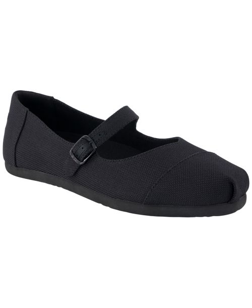 Women's Alpargata Mary Jane Buckled Espadrilles Flats - Black Heavy Canvas