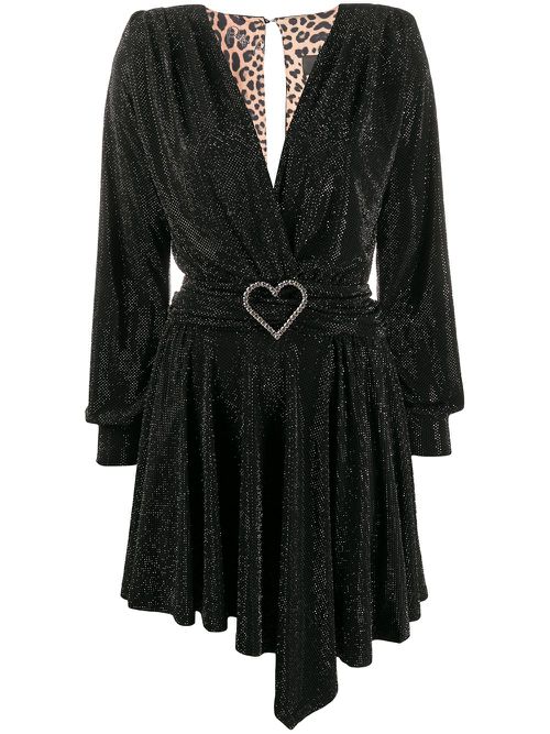 Plunging v-neck mini dress - Black