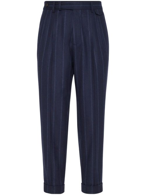 Pinstriped wool trousers - Blue