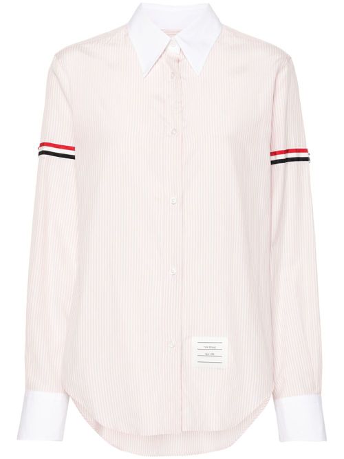 Contrast-border striped shirt - Pink
