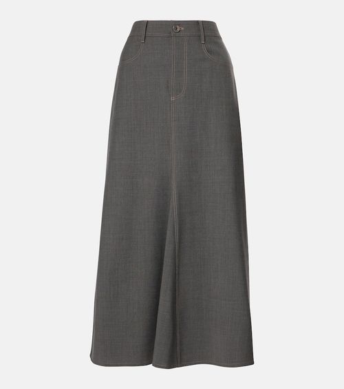 Wool-blend midi skirt