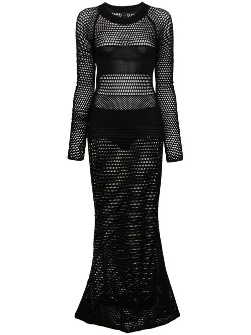 Open-knit long dress - Black