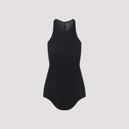 Basic Rib Tank Top Black Cotton Tshirt - Women