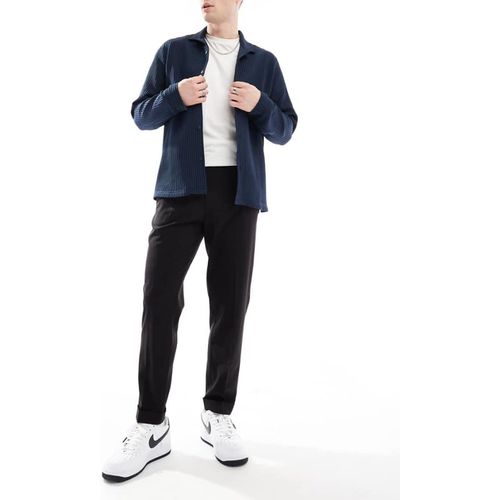 ASOS DESIGN Mens smart tapered fit chino trousers in black with half elasticated waist - X-Sma