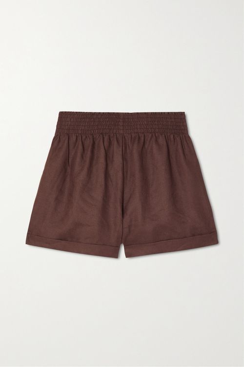 Nashville Linen Shorts - Brown - medium
