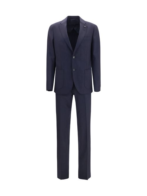 Wool-Blend Tailored Pant Suit — Navy