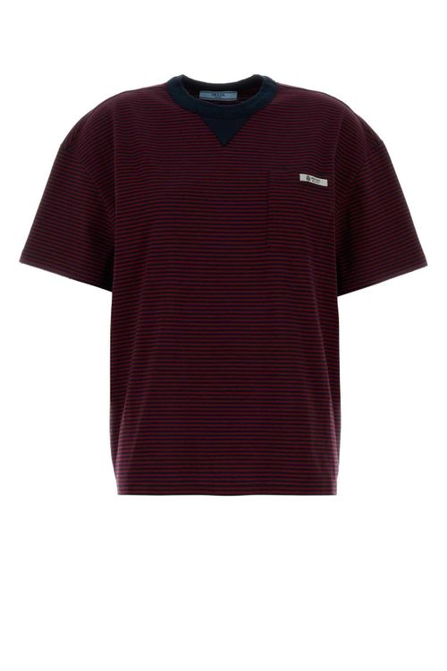 Striped Cotton T-Shirt — Burgundy