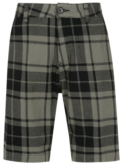Tartan-check flannel bermuda shorts - Green