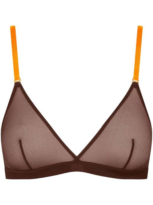 Mesh triangle bra - Brown