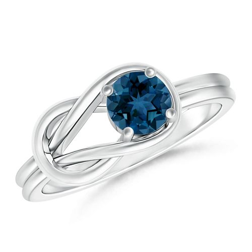 Angara 0.6 Carat Solitaire London Blue Topaz Infinity Knot Ring in Platinum