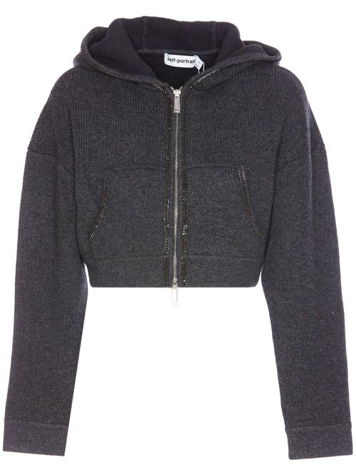 Knitted cropped hoodie - Grey