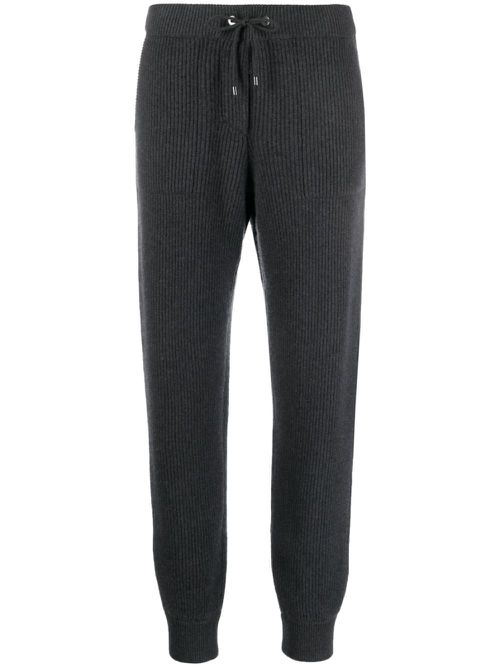 Ribbed-knit cashmere track pants - Grey