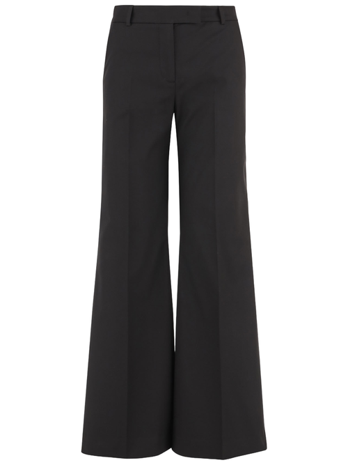 Wide Leg Stretch Cotton Trousers