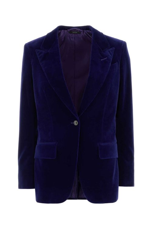 Cotton Velvet Blazer — Purple