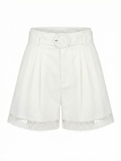 Shorts With Macrame And Belt