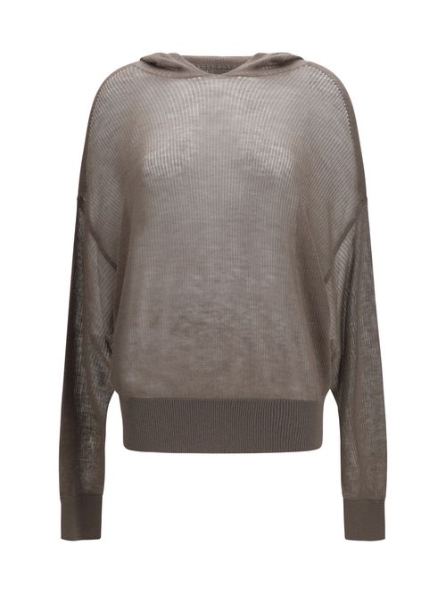 Semi-Sheer Kashmir Knit Hoodie — Gray