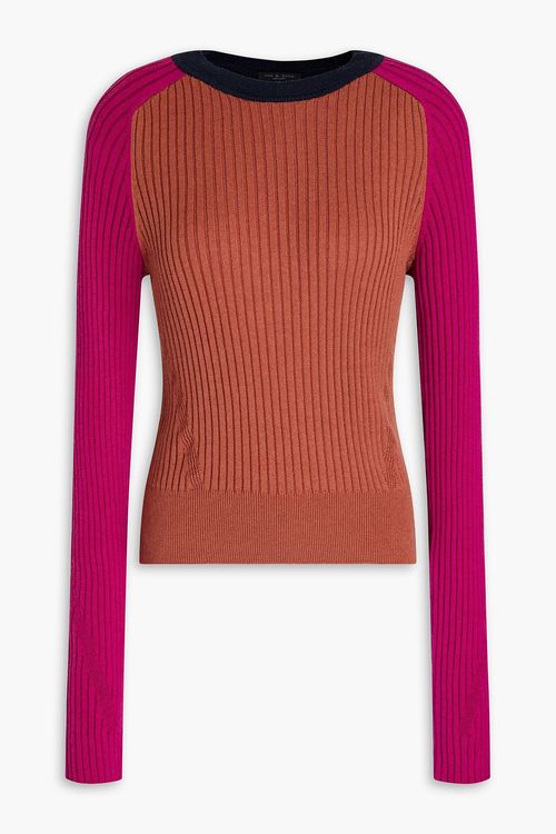 Navaya ribbed cotton and cashmere-blend sweater - Red - XXS