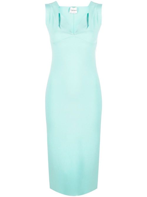 Sweetheart-neck midi dress - Blue