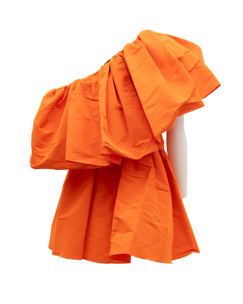 Ruffled Off-Shoulder Dress — Orange