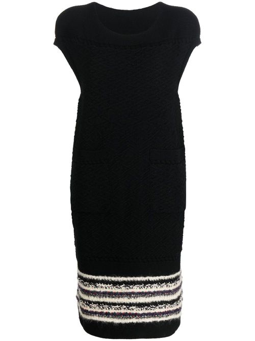 Tweed detailing knitted dress - Black