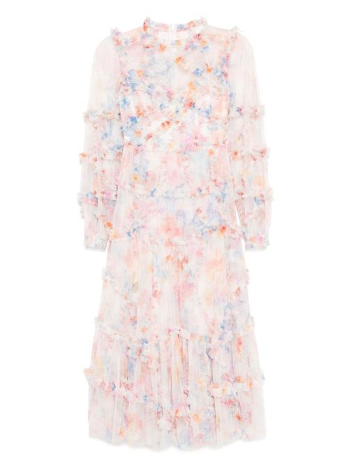 Needle & Thread floral diamond ruffle gown - Pink