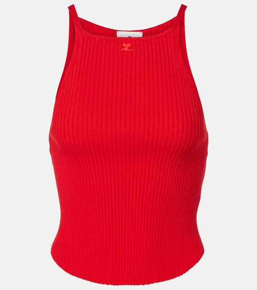 Courrèges Circle logo ribbed-knit tank top