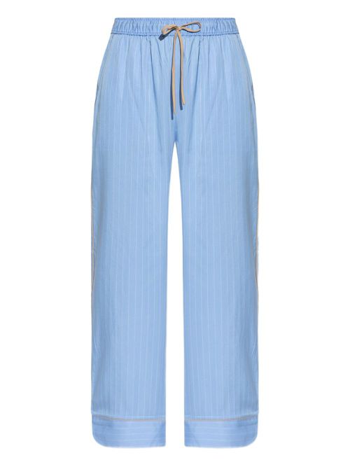 Pinstripe wide-leg trousers - Blue
