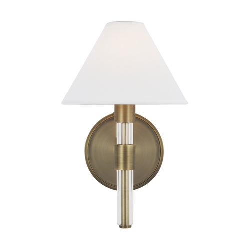 Visual Comfort Studio Robert Bathroom Vanity Light in Time Worn Brass And Clear Acrylic by Ralph Lauren