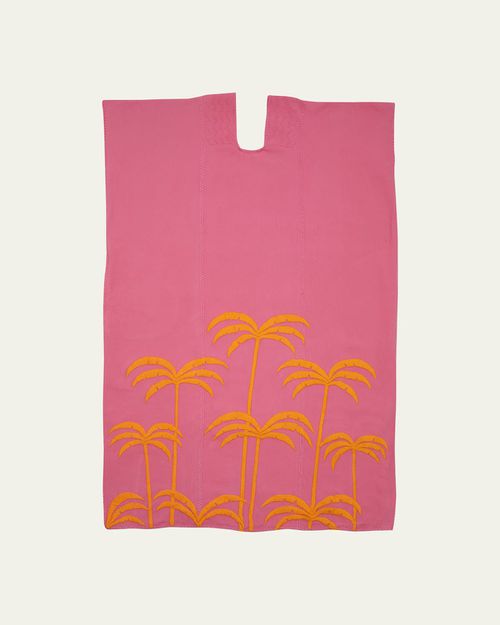 Three Panel Embroidered Palm Tree Midi Kaftan