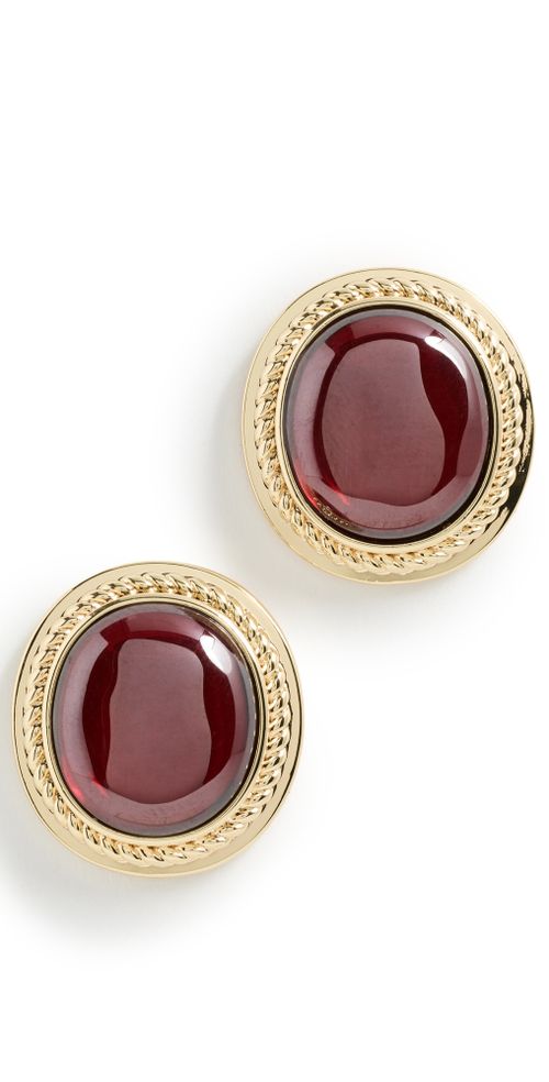 The Elizabeth Garnet Studs Gold One Size