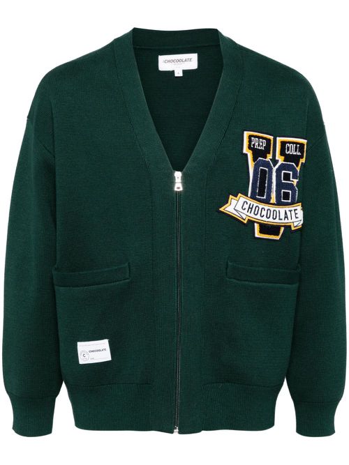 Logo patch cardigan - Green