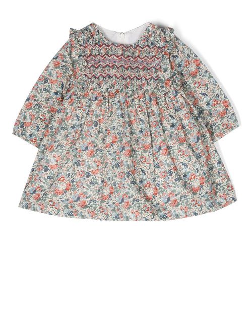 Floral-print long-sleeve dress - Neutrals