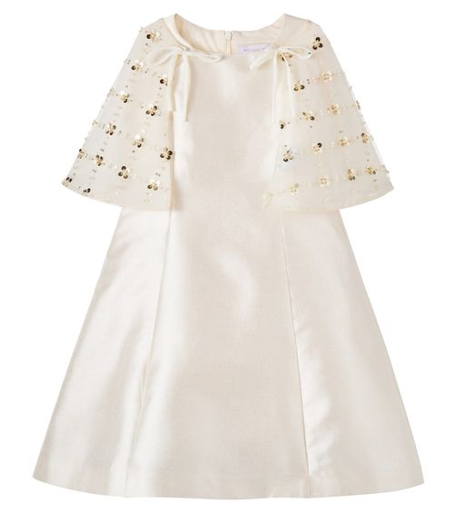 Caped sequined satin dress
