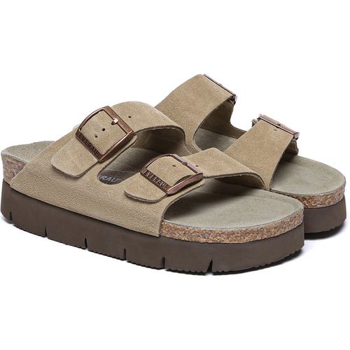 EverAU Australia Womens EVER AU Sandal Platform with Sole - Brown/Green Suede