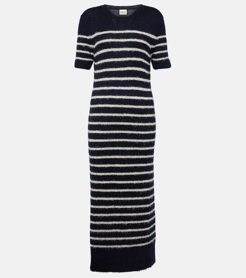 Helen striped silk and cashmere midi dress