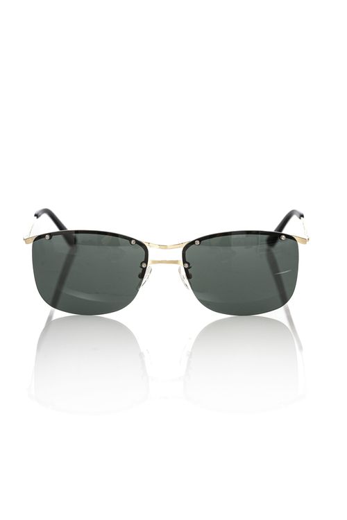 Frankie Morello Black Metallic Fibre Men Men's Sunglasse
