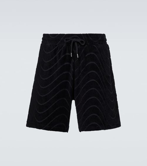 Embroidered cotton-blend terry shorts