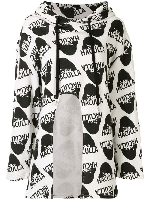 Asymmetric cropped hoodie - White