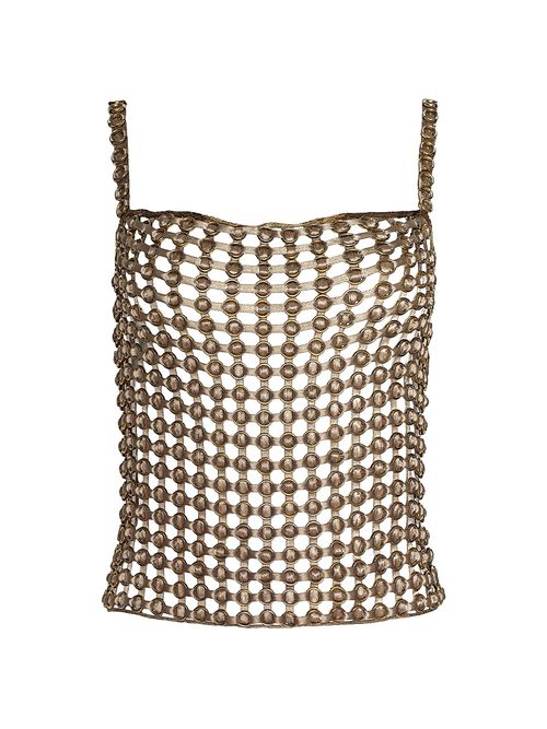 Women's Joanette Ribbon & Ring Tank - Tan Ribbon Gold