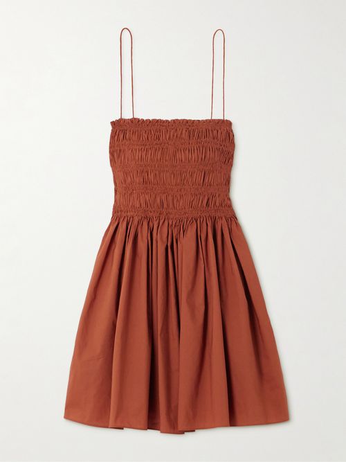 Shirred Organic Cotton-poplin Mini Dress - 2