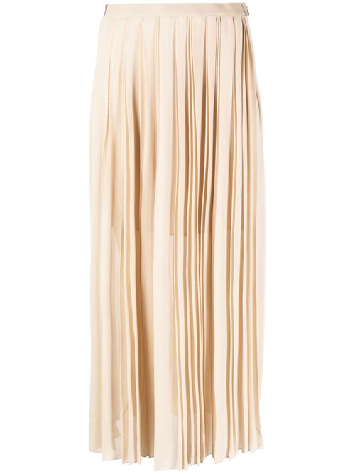 High-waisted pleated long skirt - Neutrals