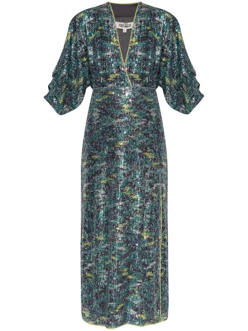 Sequin-embellished midi dress - Green