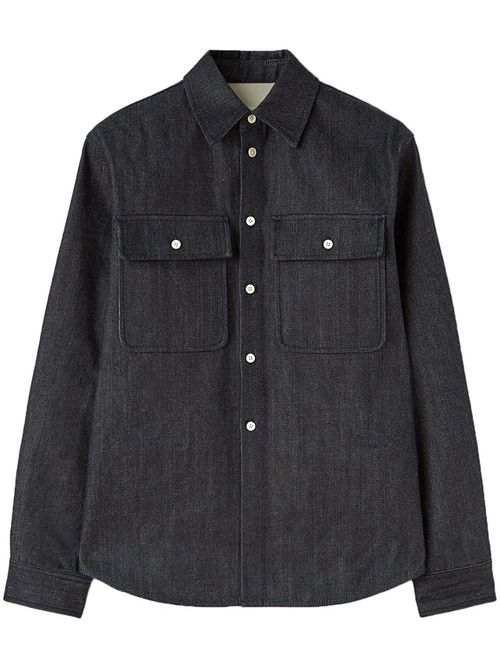 Spread-collar denim shirt - Grey