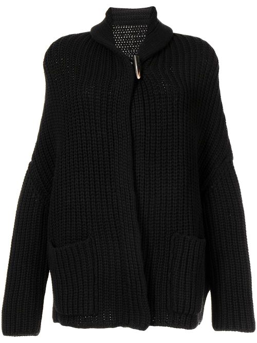 Chunky knit wool-cashmere cardigan - Black