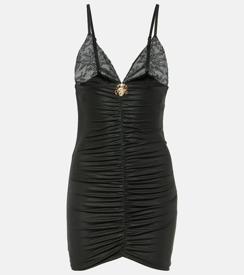 Laminated jersey minidress